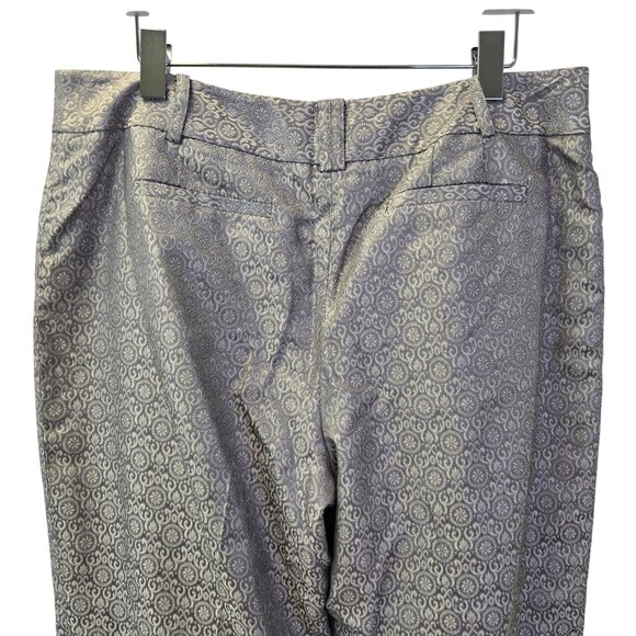 Ann Taylor 100% Silk Jacquard Print Metallic Trouser Pants Size 14 - Picture 5 of 5